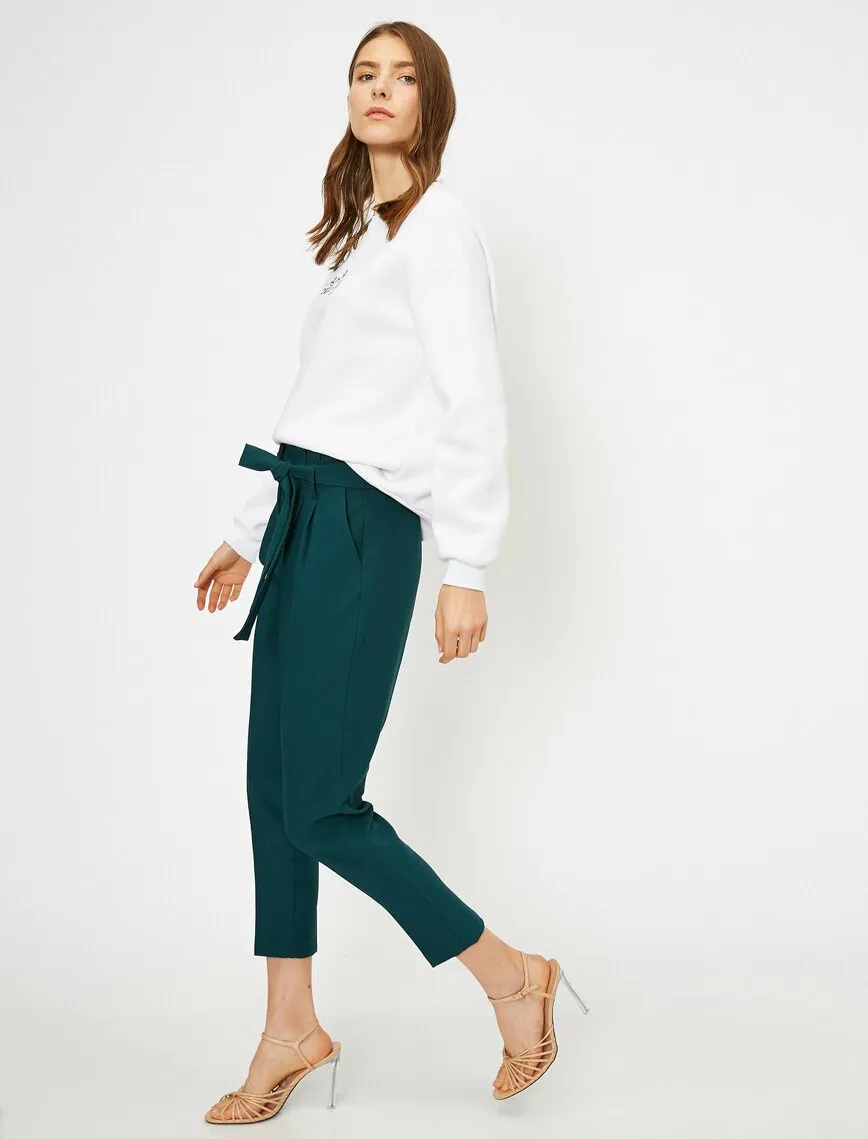 16329 Green Tie Waist Trousers