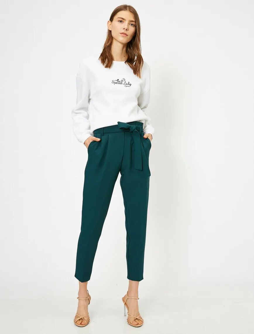 16329 Green Tie Waist Trousers