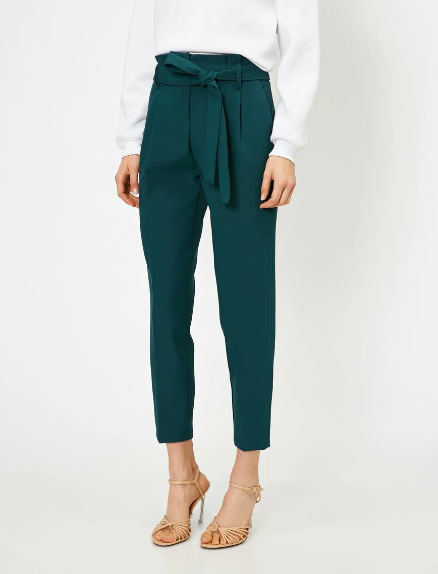 16329 Green Tie Waist Trousers