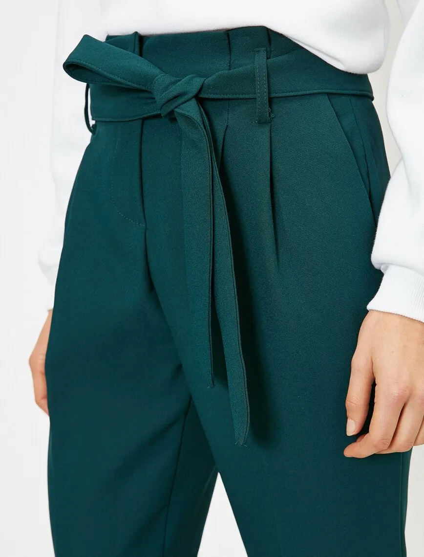 16329 Green Tie Waist Trousers