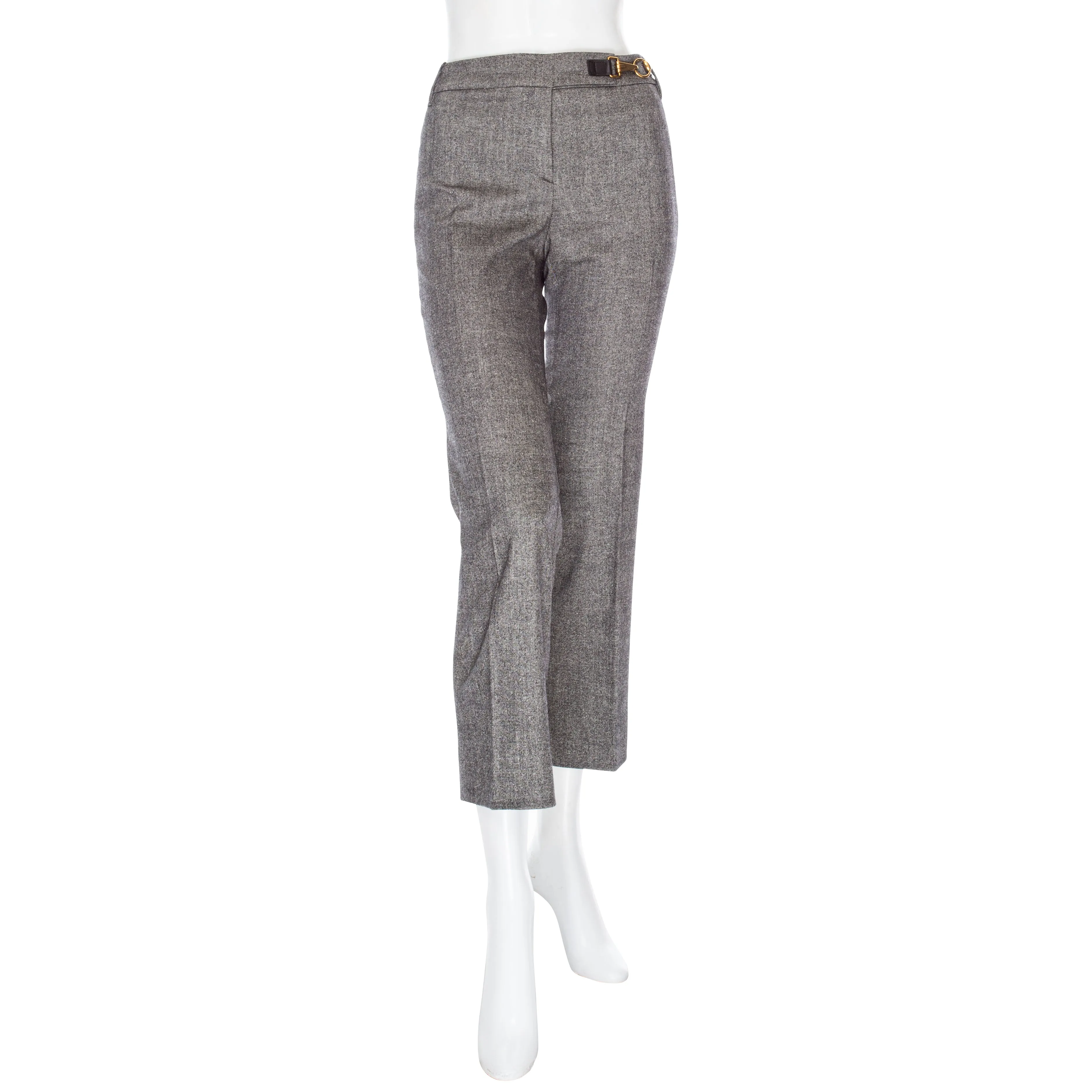 2009 Gray Wool Gold-Hardware Two-Piece Jacket and Pant Suit
