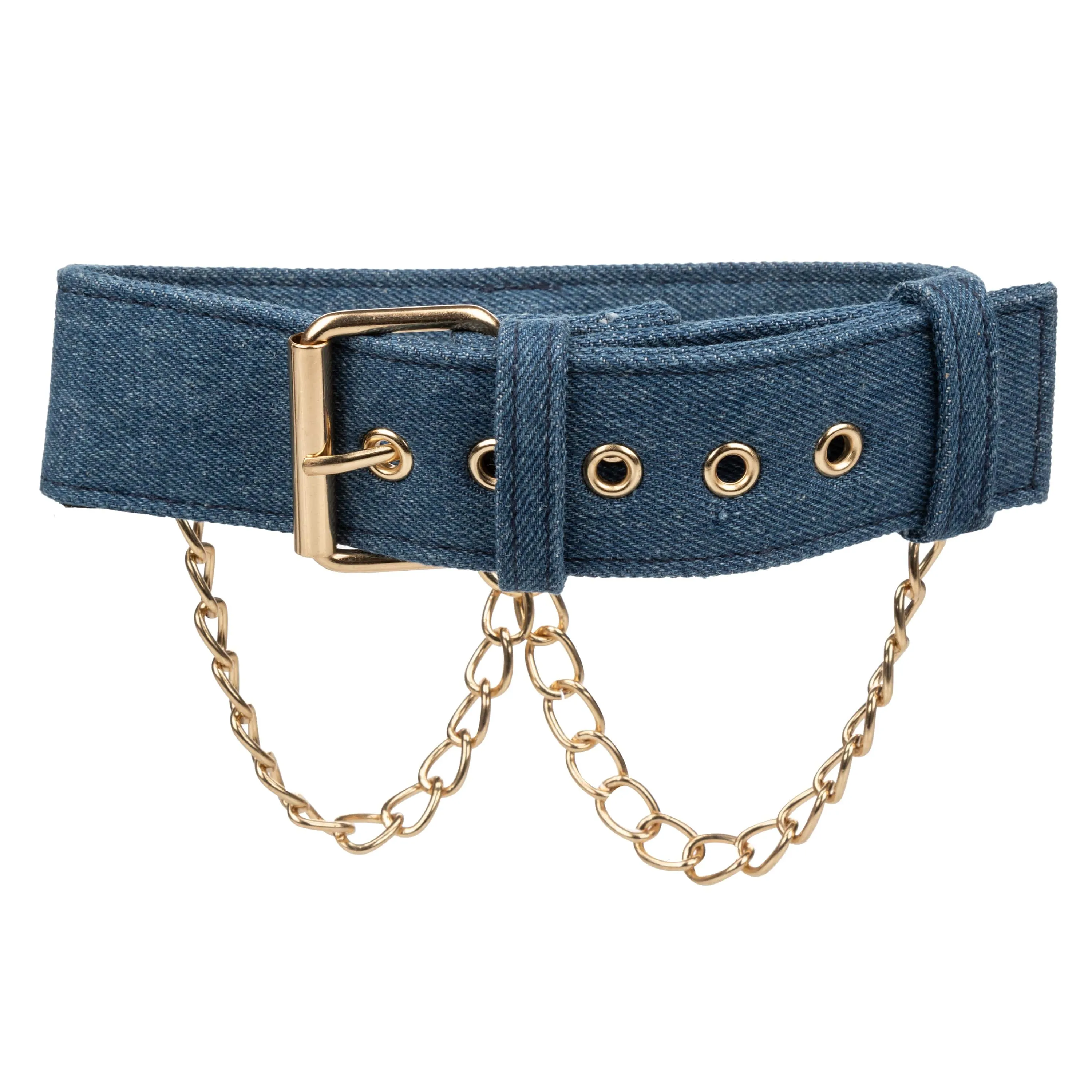 California Exotics - Ride 'em Premium Denim Collection Collar with Leash (Blue)