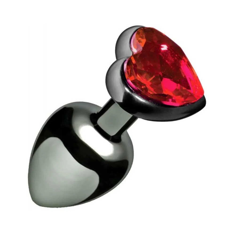 Crimson Tied Scarlet Heart Shaped Jewel Anal Plug