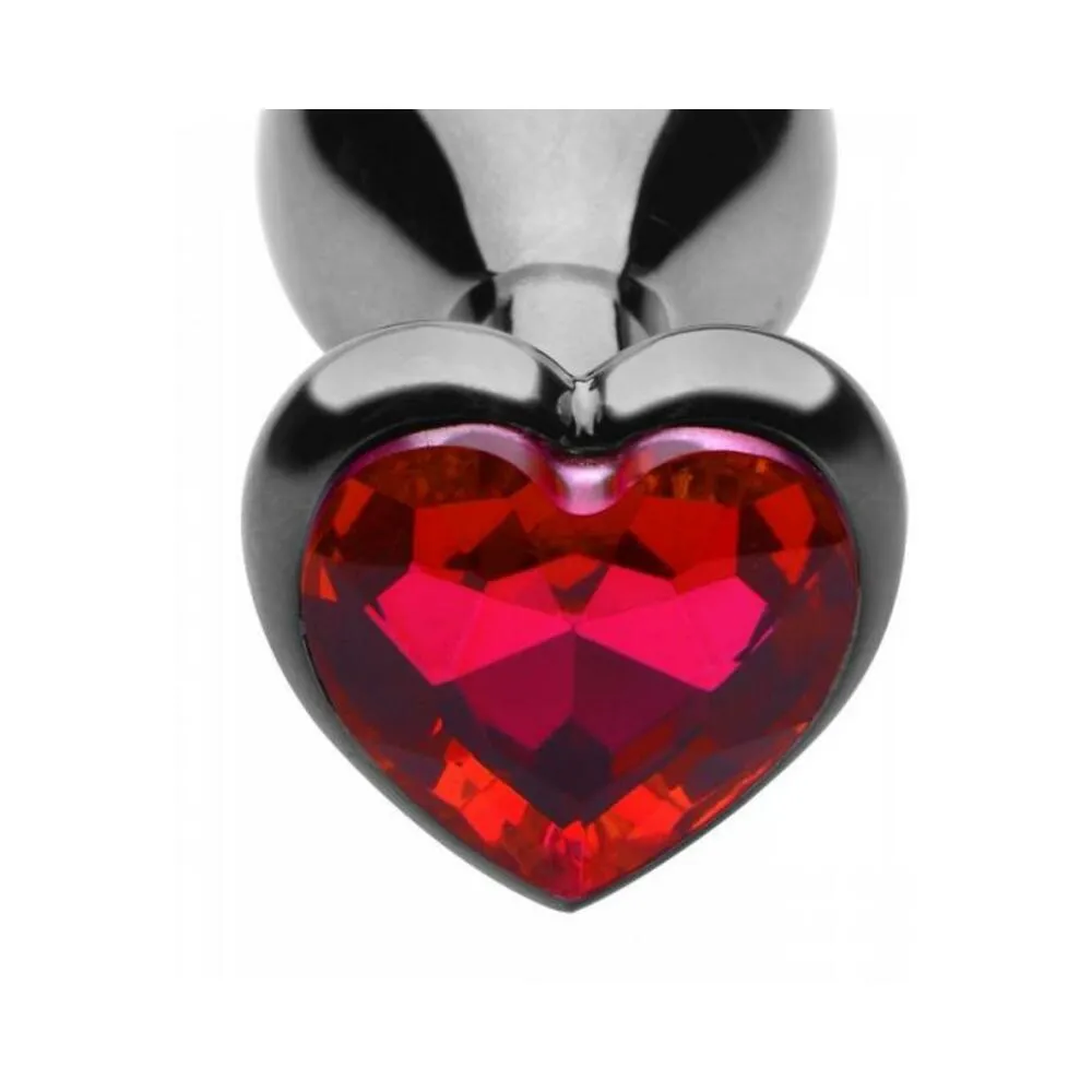 Crimson Tied Scarlet Heart Shaped Jewel Anal Plug