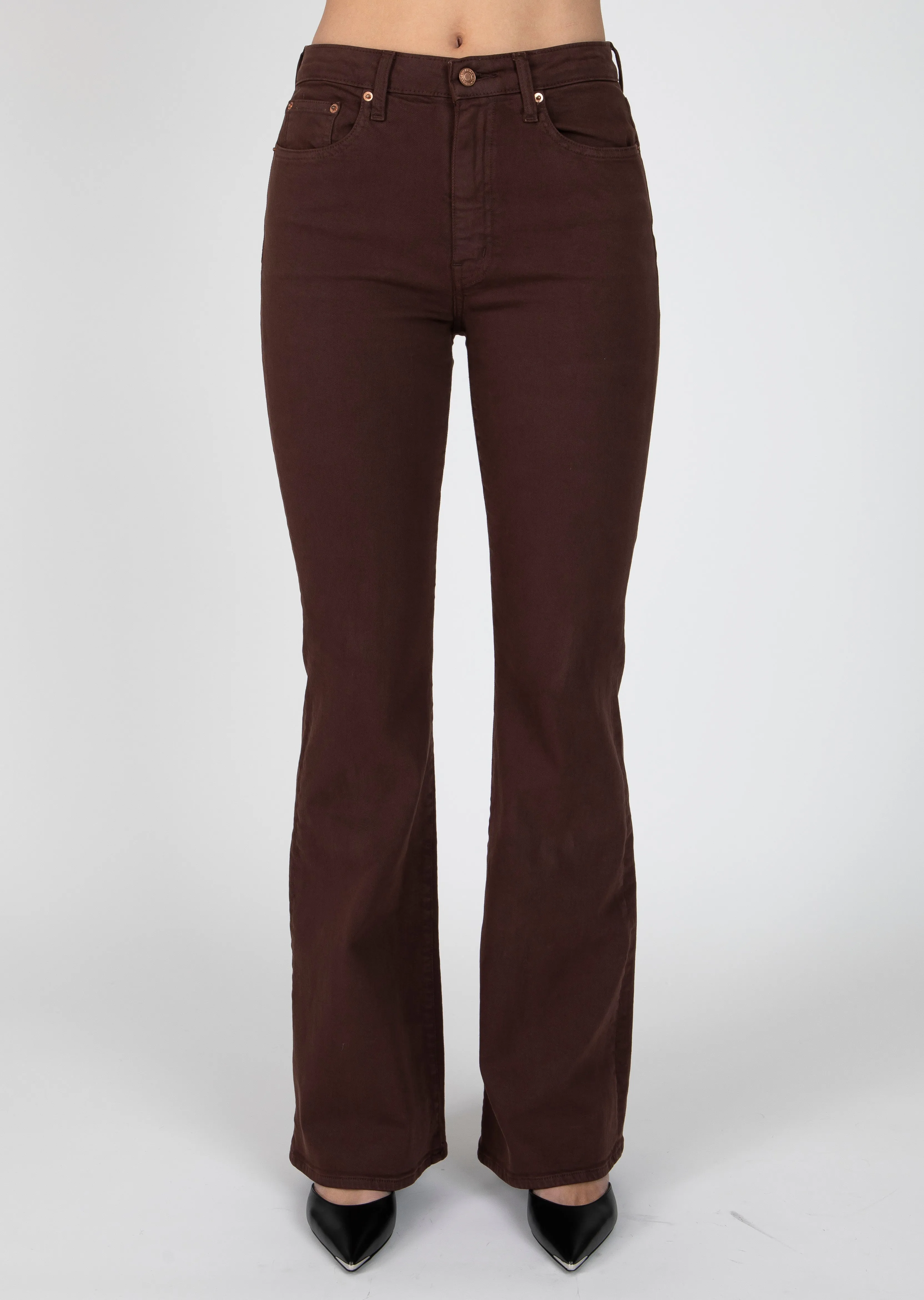 Derek Lam 10 Crosby - Harlow High Rise Flare in Chocolate