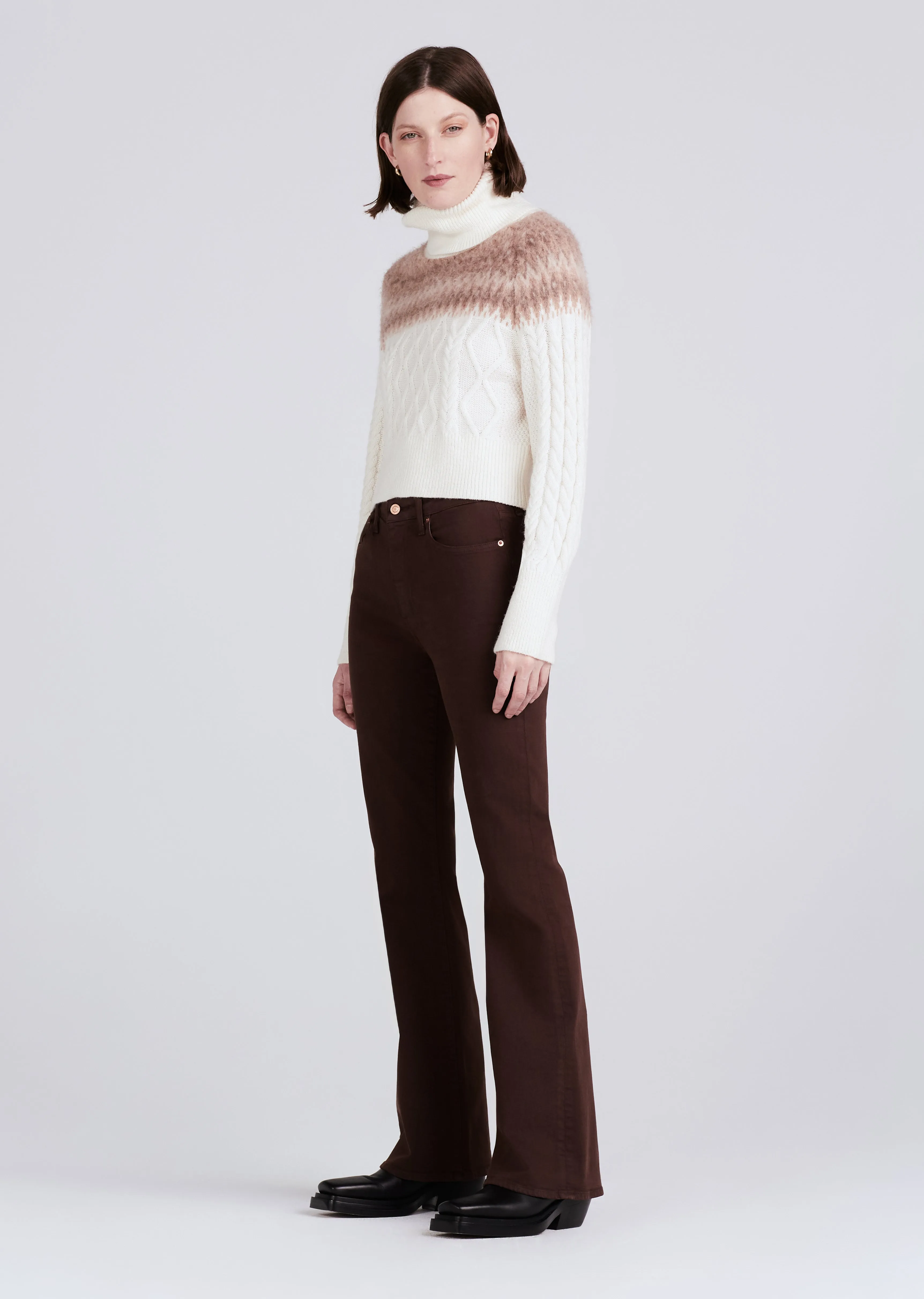 Derek Lam 10 Crosby - Harlow High Rise Flare in Chocolate