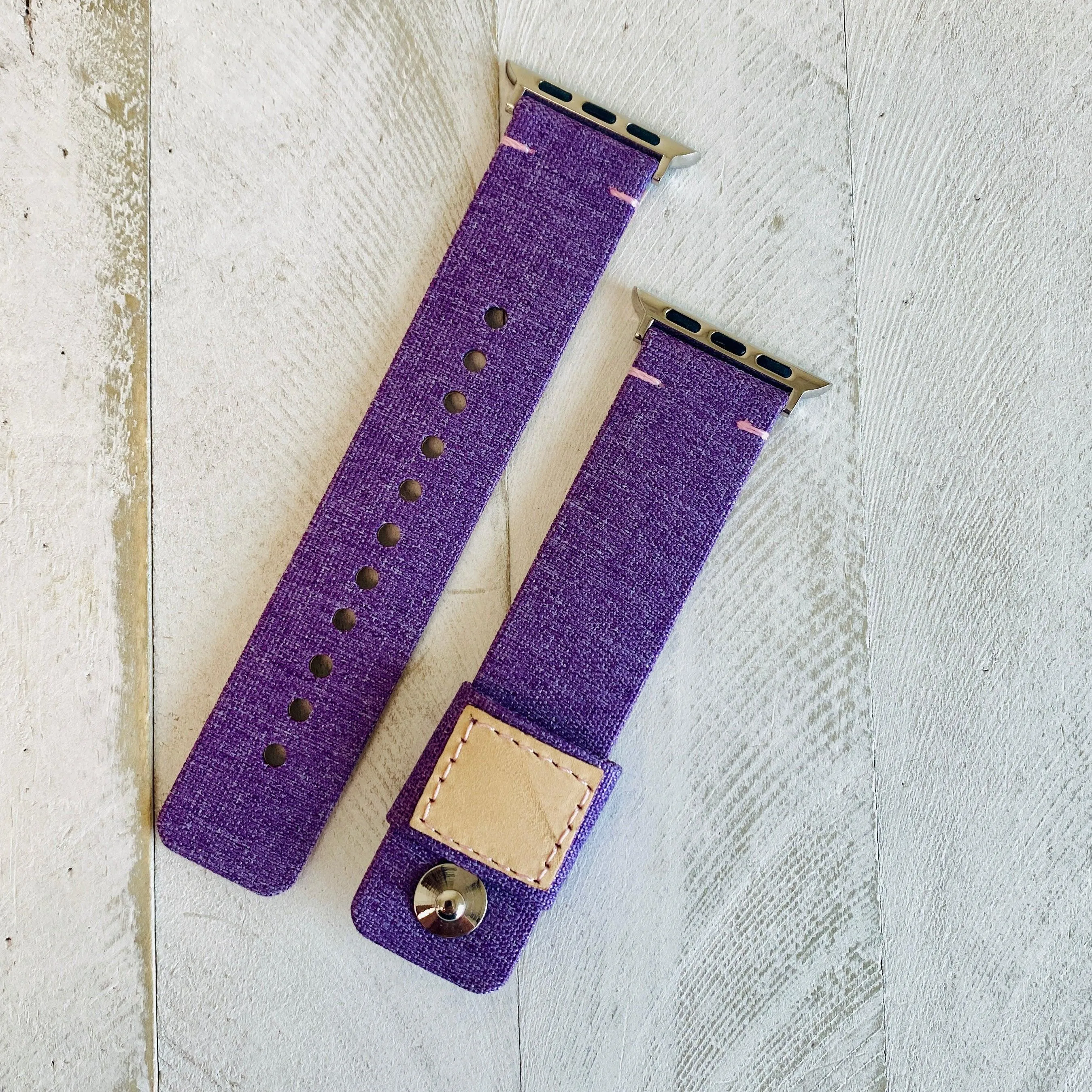 Fancy Fabric Leather Lined Band For Apple Watch