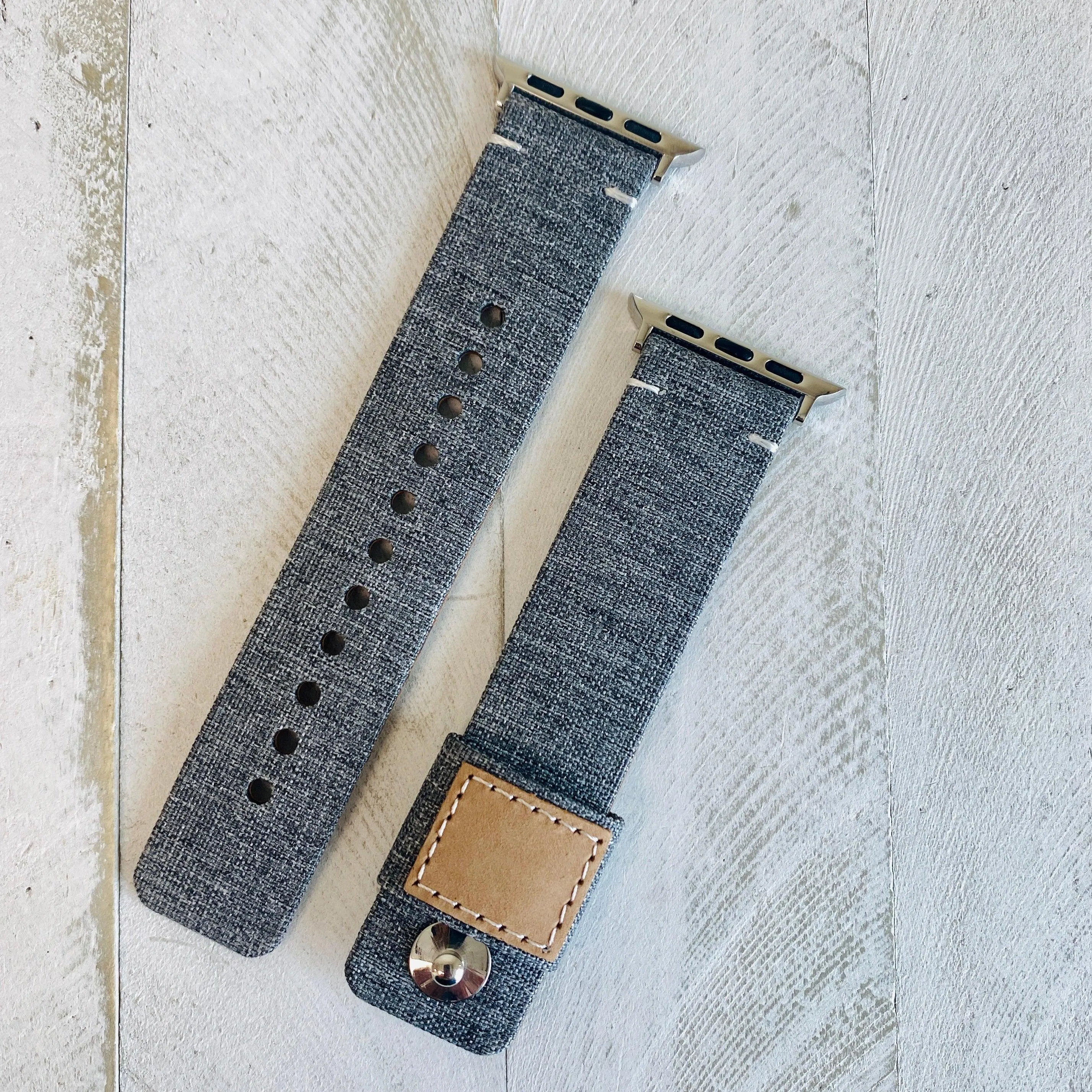 Fancy Fabric Leather Lined Band For Apple Watch