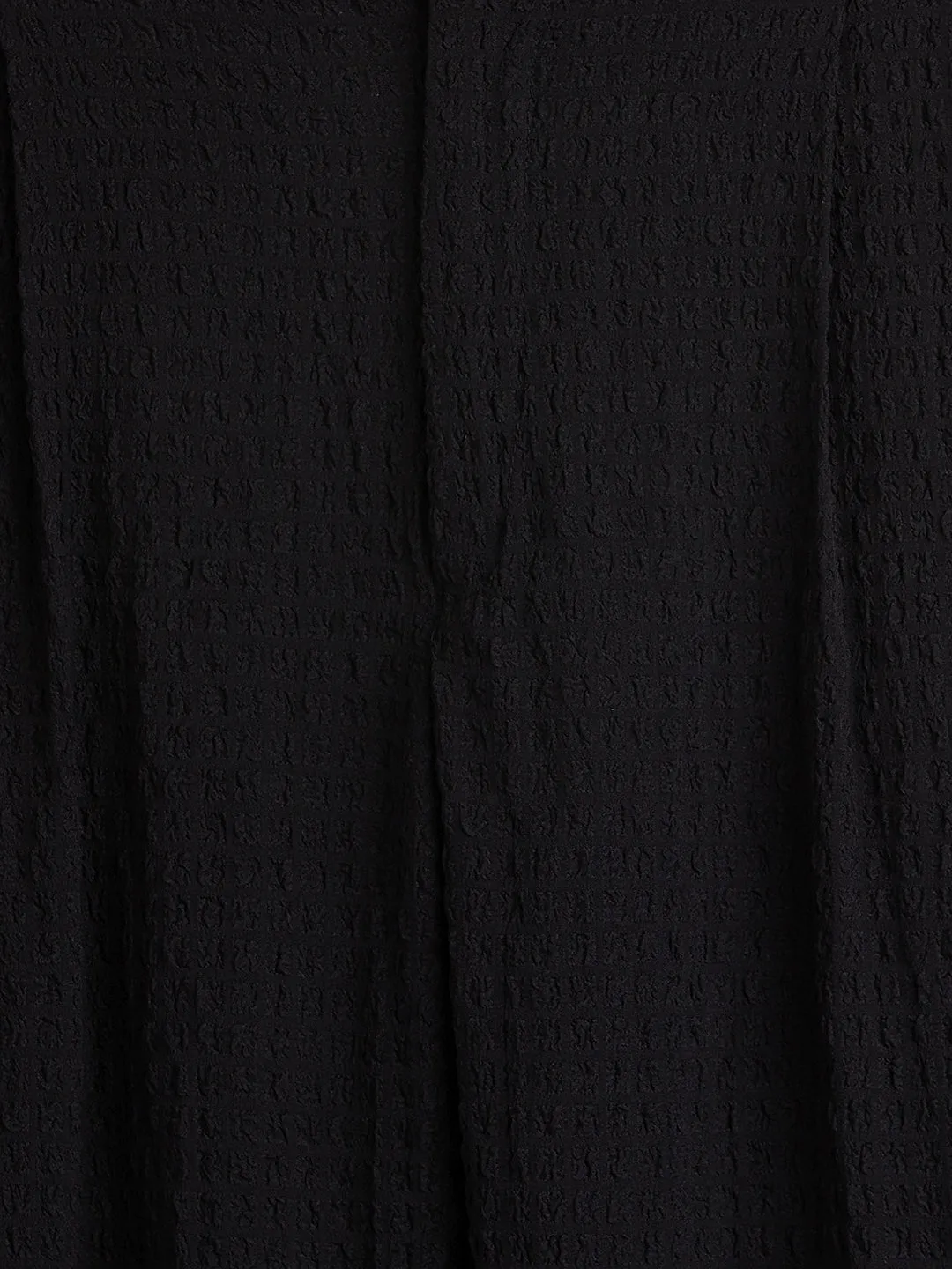 Girls Black Seer Sucker Front Button Straight Pants