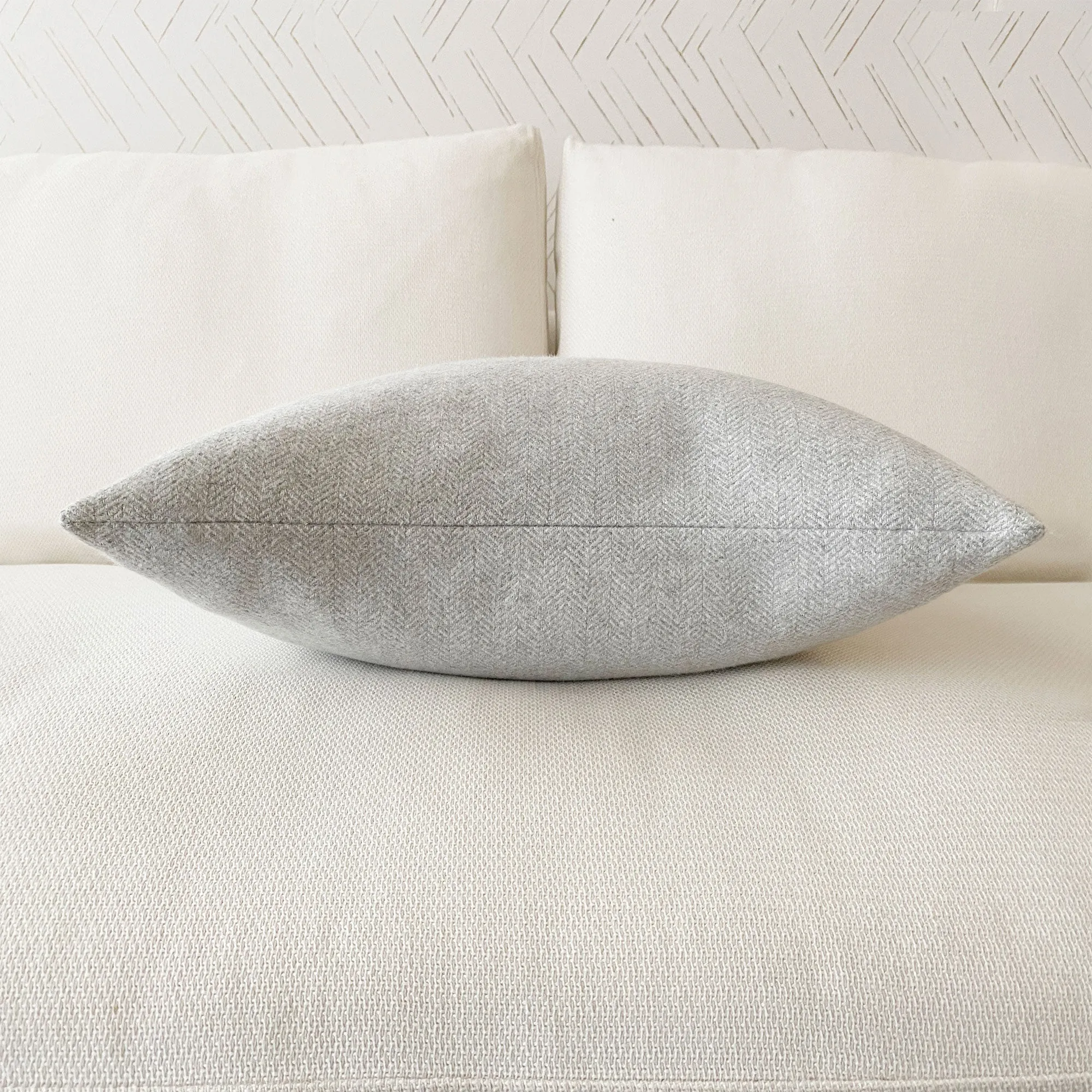 Gray Herringbone Tweed Throw Pillow Cover 20x20