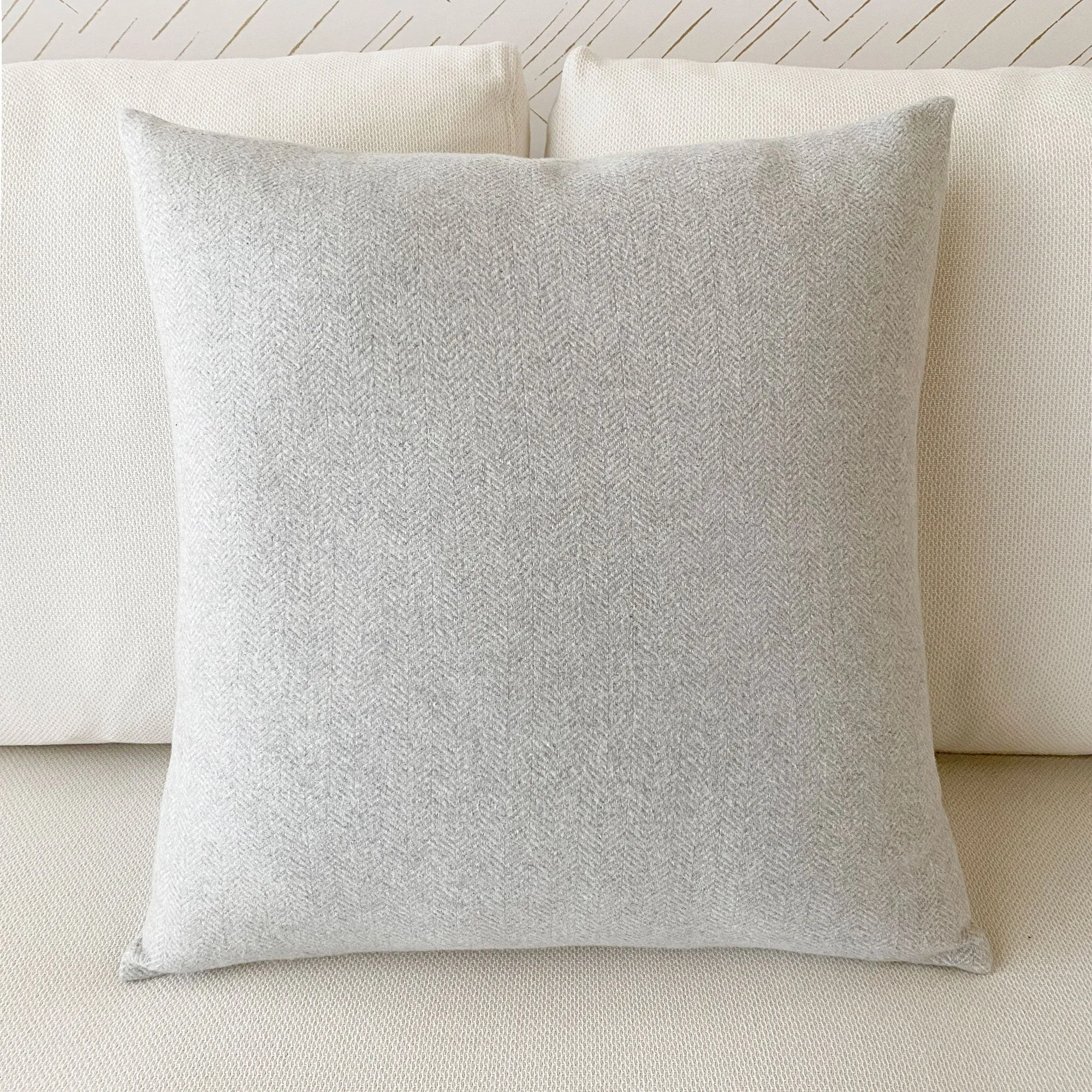 Gray Herringbone Tweed Throw Pillow Cover 20x20