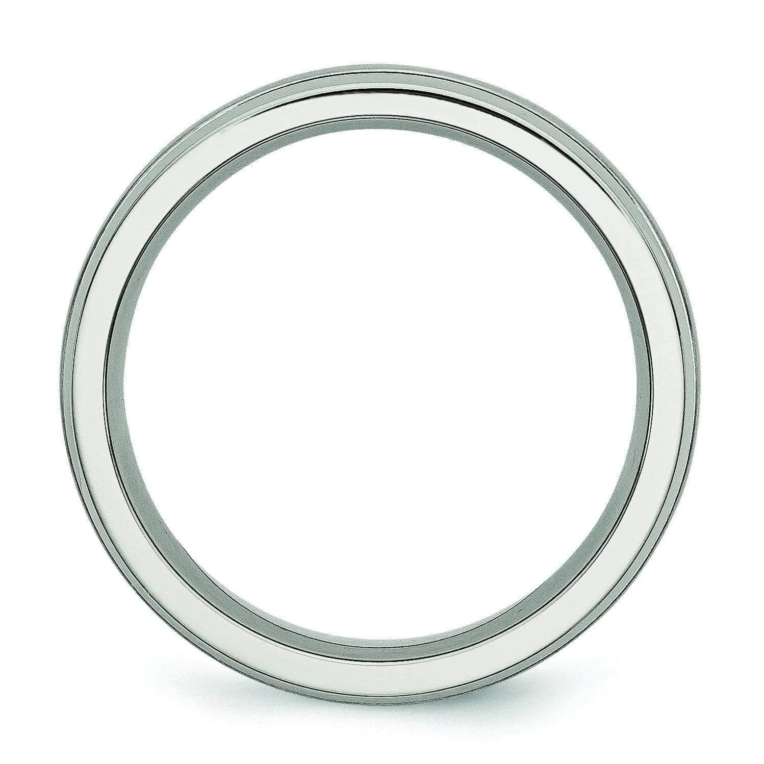 Grooved Edge Titanium Ring Matte & High Polish Finish 6mm