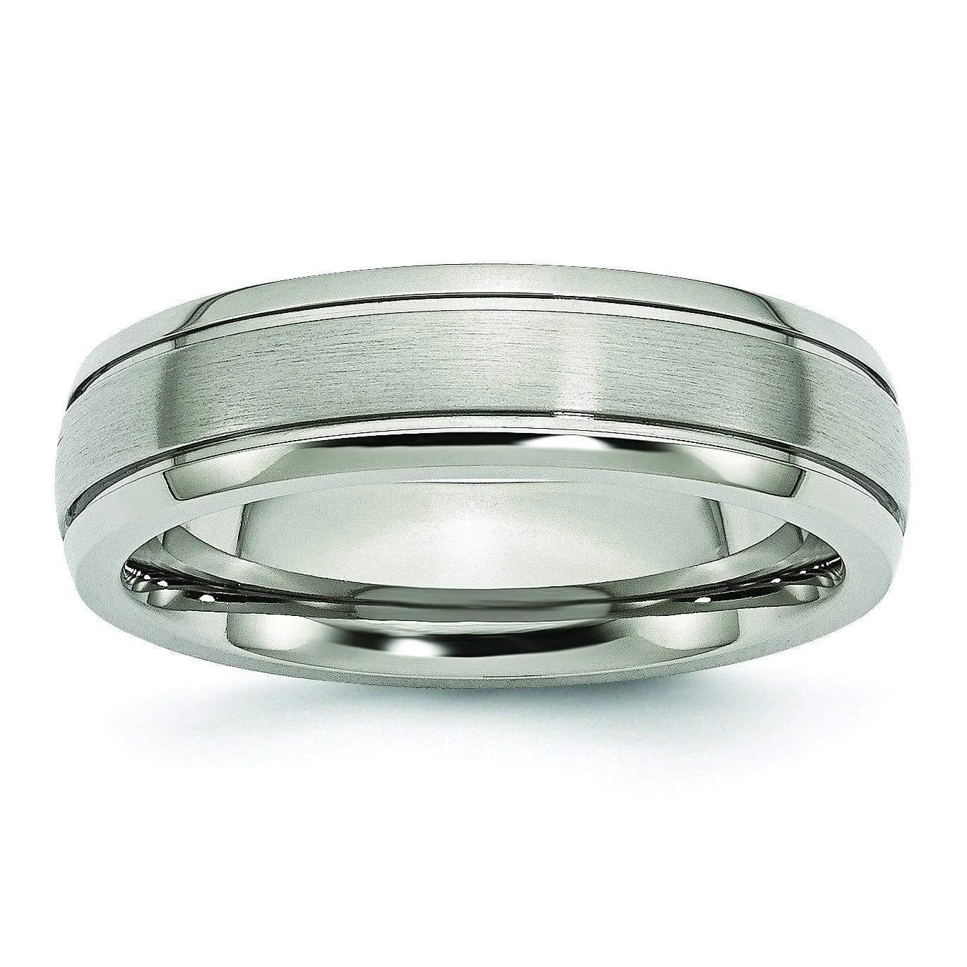 Grooved Edge Titanium Ring Matte & High Polish Finish 6mm