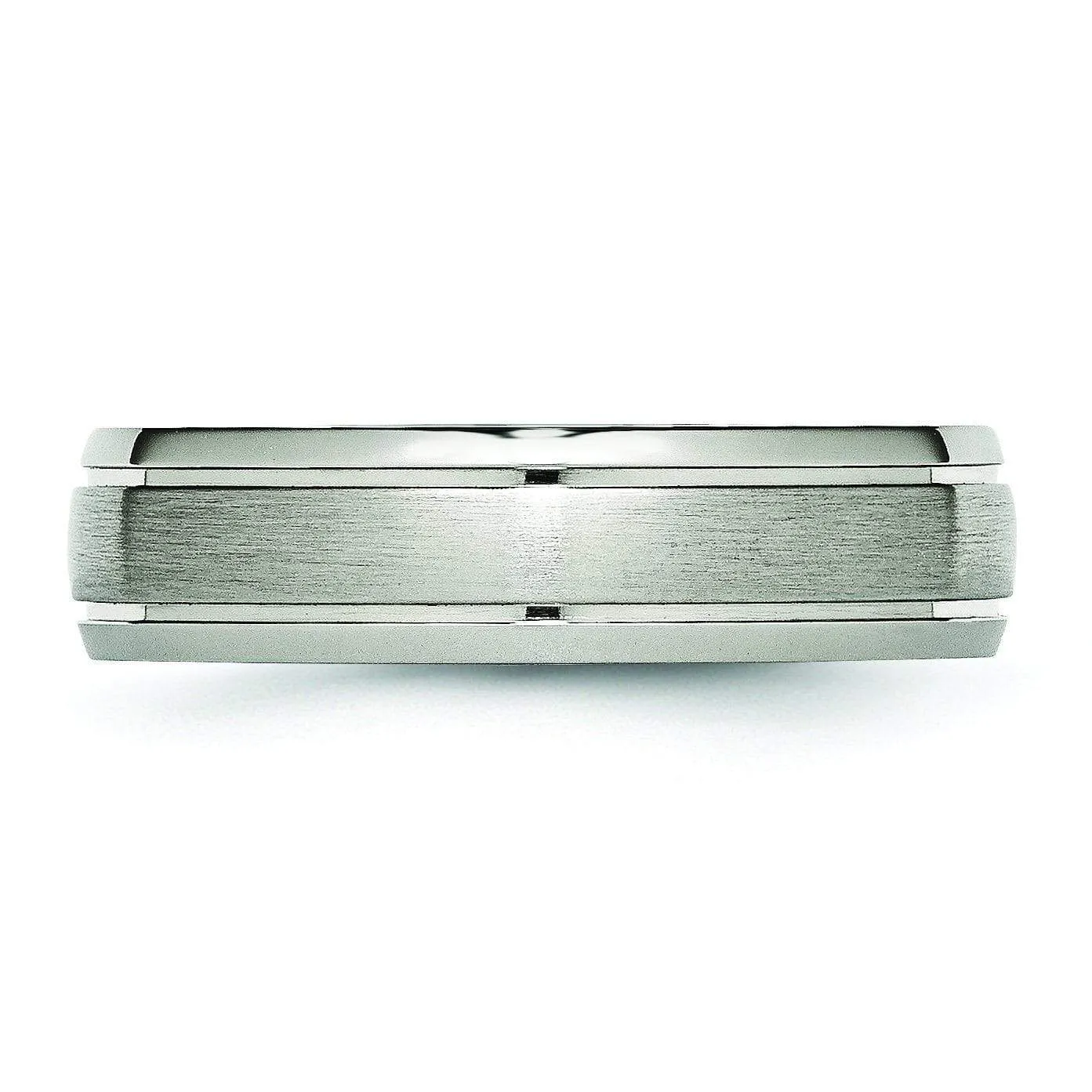 Grooved Edge Titanium Ring Matte & High Polish Finish 6mm