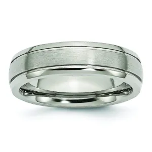 Grooved Edge Titanium Ring Matte & High Polish Finish 6mm