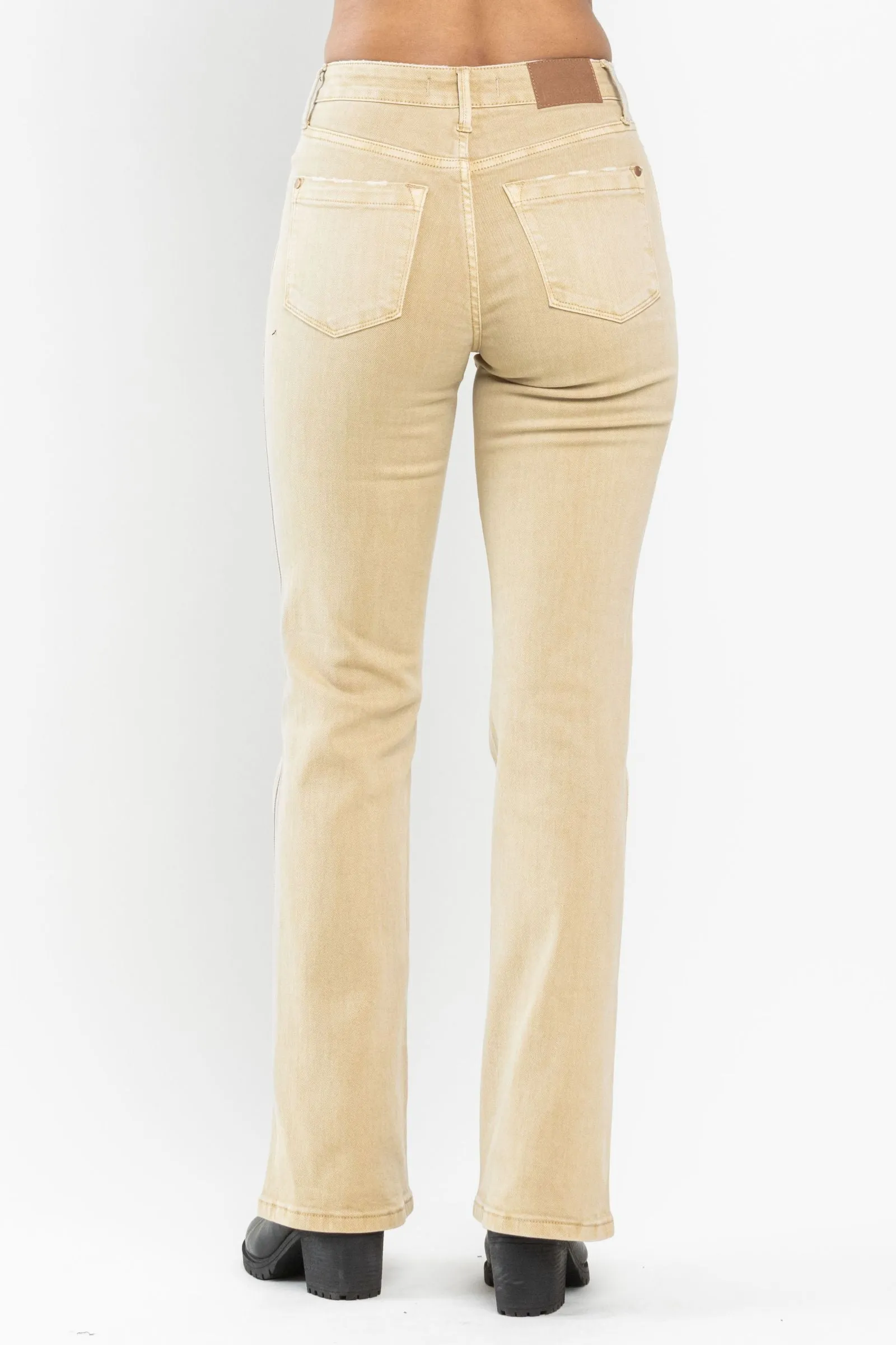 Judy Blue Mid Rise Garment Dyed Khaki Slim Bootcut Denim 88504
