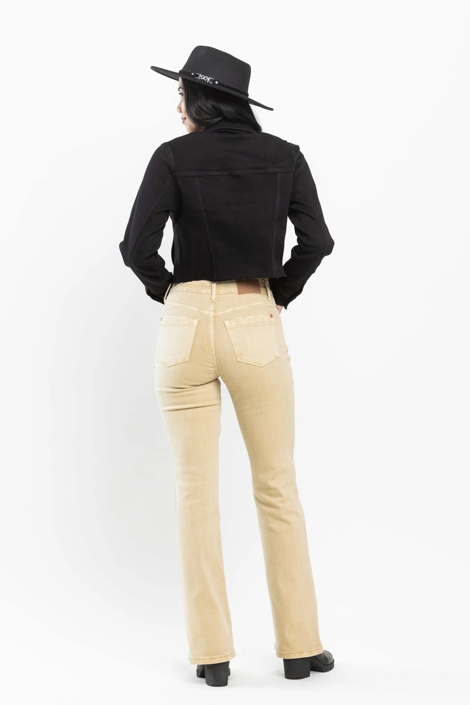 Judy Blue Mid Rise Garment Dyed Khaki Slim Bootcut Denim 88504