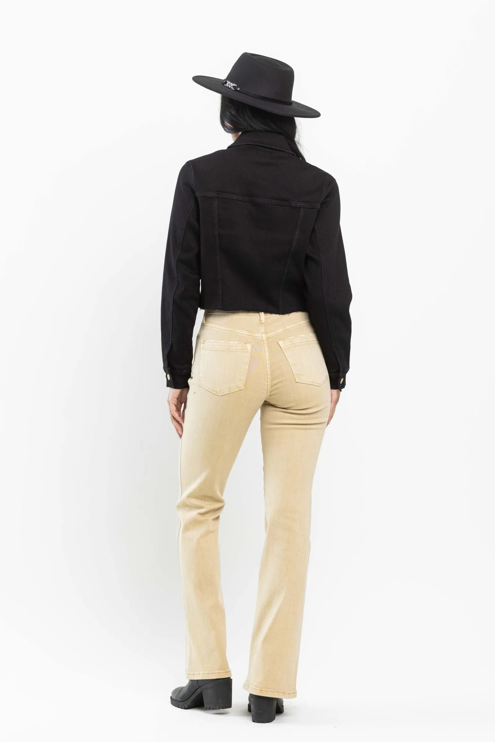 Judy Blue Mid Rise Garment Dyed Khaki Slim Bootcut Denim 88504