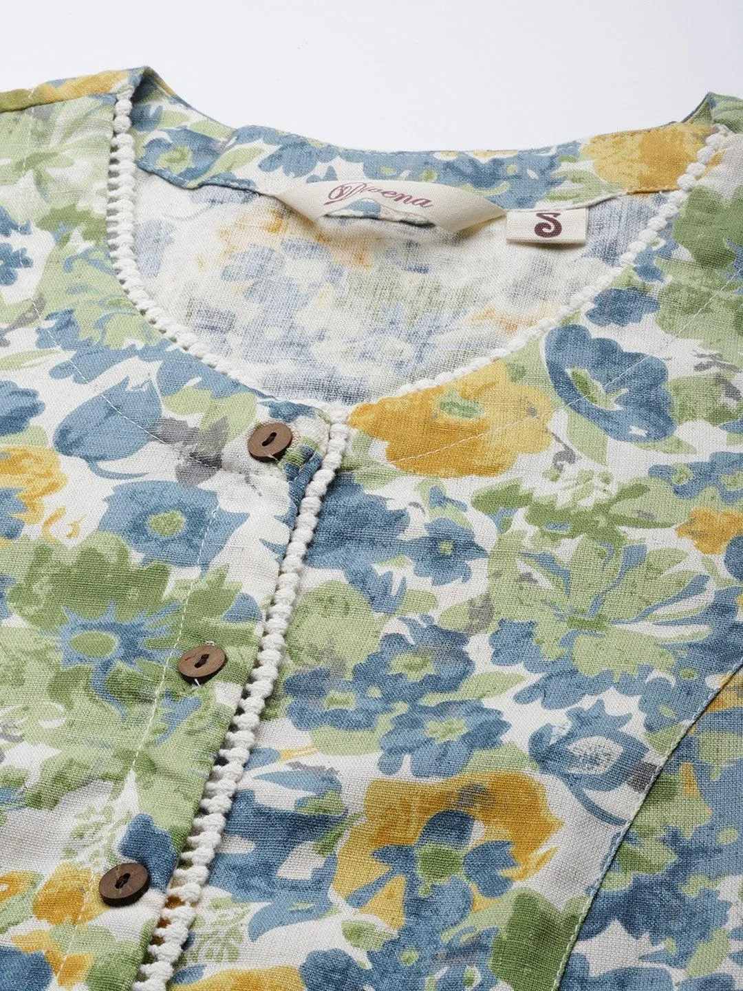 Multi Color Floral Printed Cotton Flex A-Line Kurta