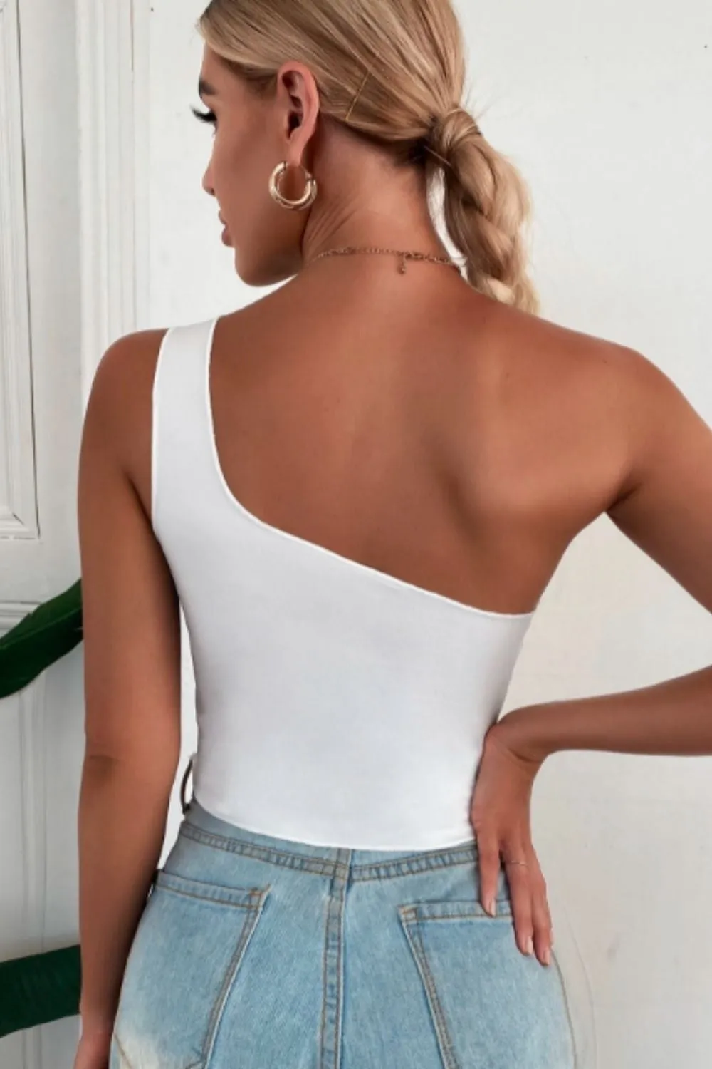 One Shoulder Crop Skinny Top