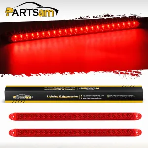 Partsam 2PC Red 17inch 23 LED Light Bar Stop Turn Tail Third 3rd Brake Light Trailer Center Light Bar Car Truck Cargo Trailer Toy Hauler Trailer Tail Light Bar Surface Mount Waterproof