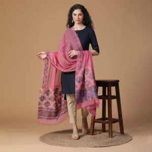 Pink Cupro Metallic Tencel Woven Design Dupatta