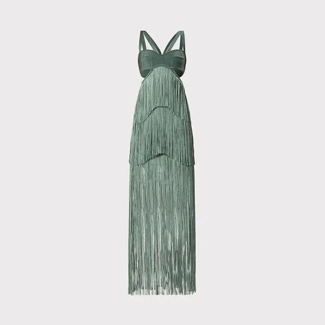 Pre Order:  Fringe Hollow Banquet Bandage Dress