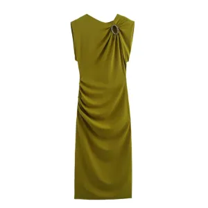 Pre Order:  Slim Fit Green Midi Dress