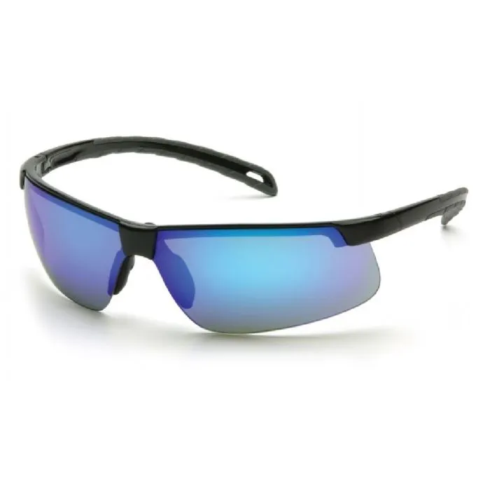 Pyramex Ever-Lite SB8665D Safety Glasses Ice Blue Mirror Lens Black Frame, One Size, 1 Each