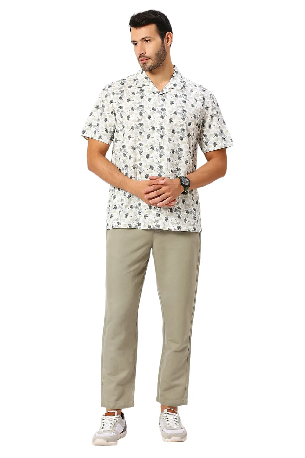 Relaxed Fit Cotton Slub Printed Halfsleeves Shirt