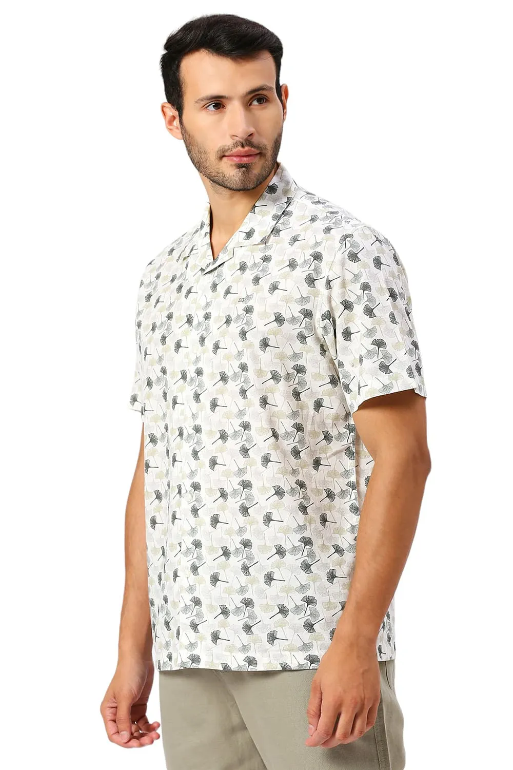 Relaxed Fit Cotton Slub Printed Halfsleeves Shirt