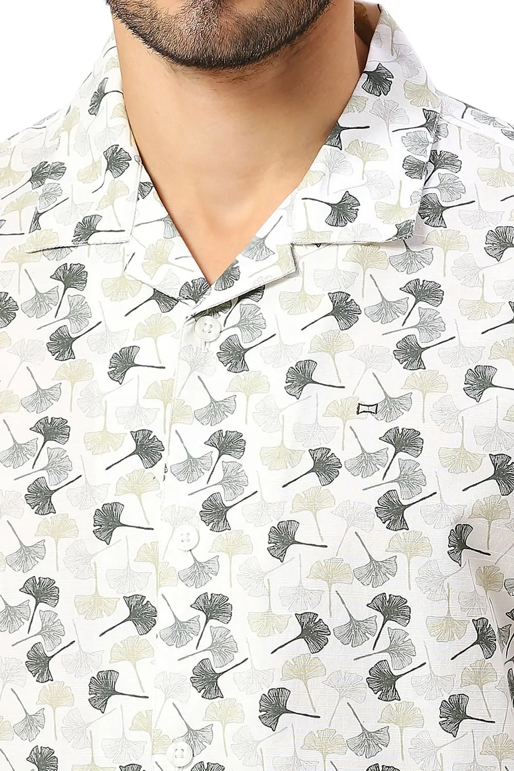 Relaxed Fit Cotton Slub Printed Halfsleeves Shirt