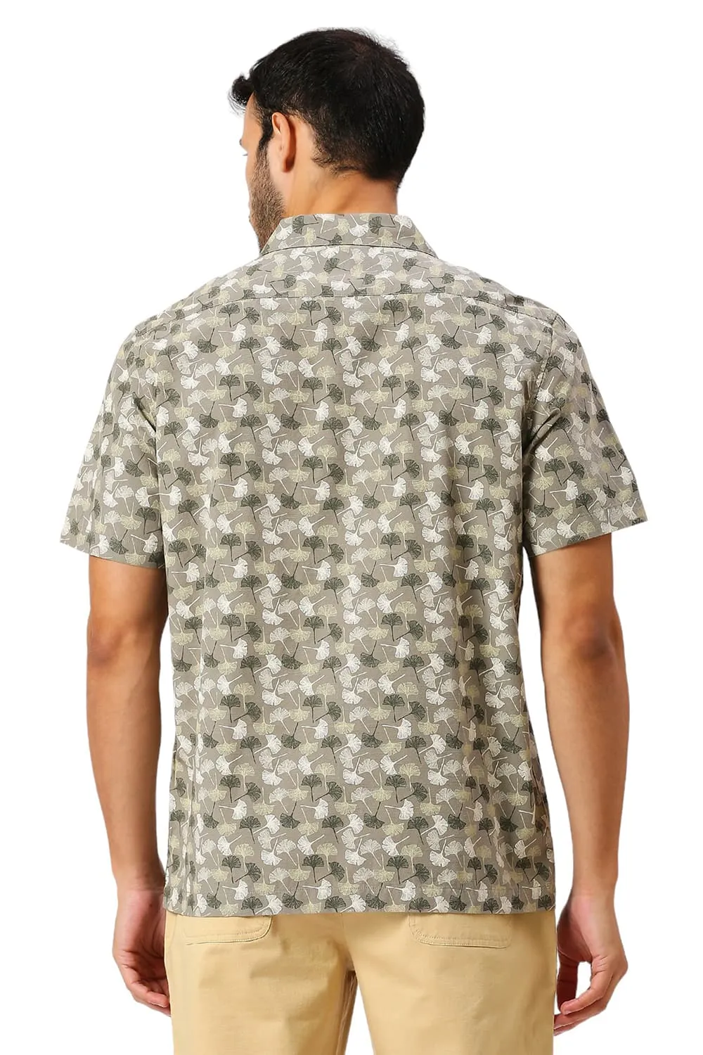 Relaxed Fit Cotton Slub Printed Halfsleeves Shirt