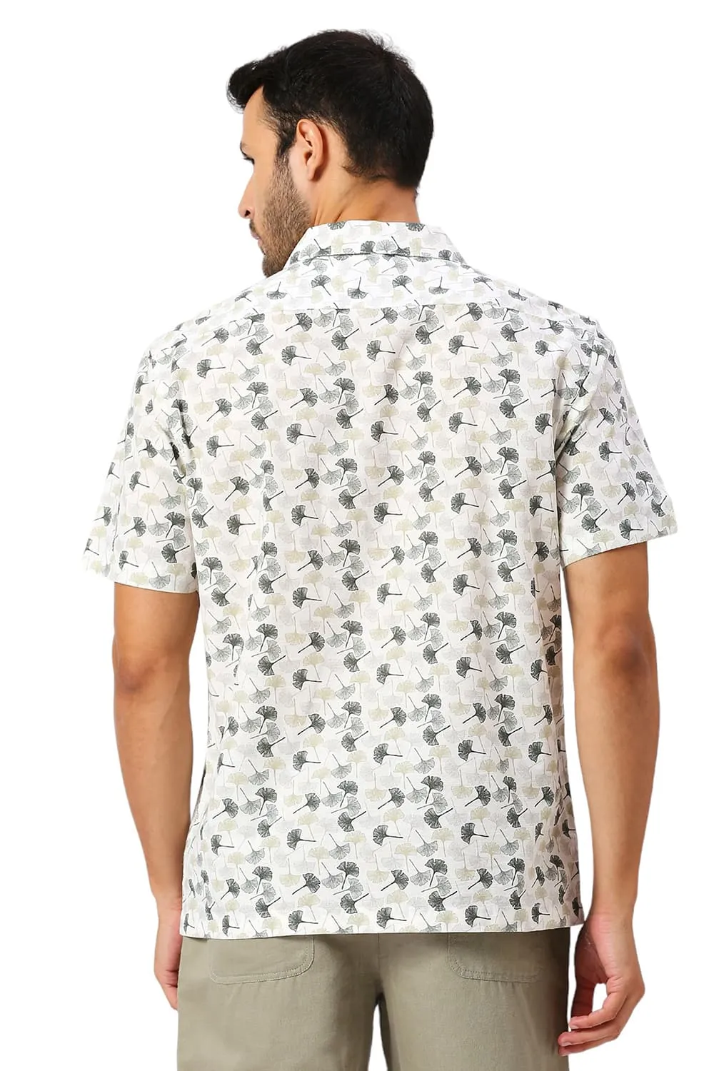 Relaxed Fit Cotton Slub Printed Halfsleeves Shirt