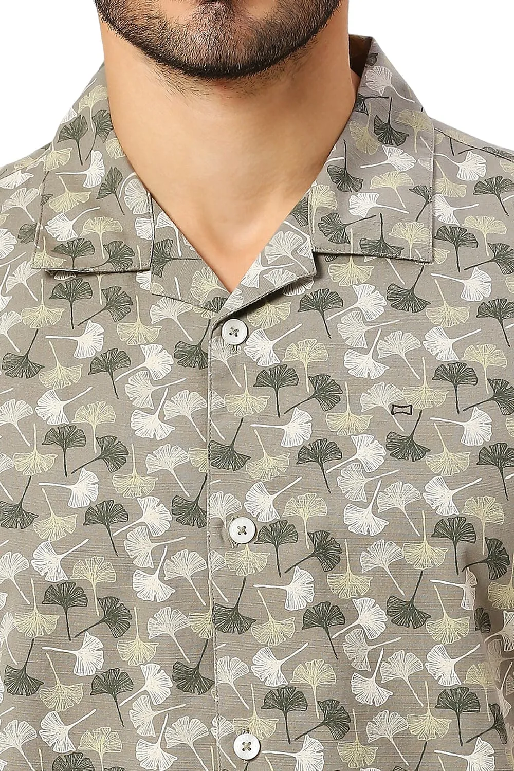 Relaxed Fit Cotton Slub Printed Halfsleeves Shirt