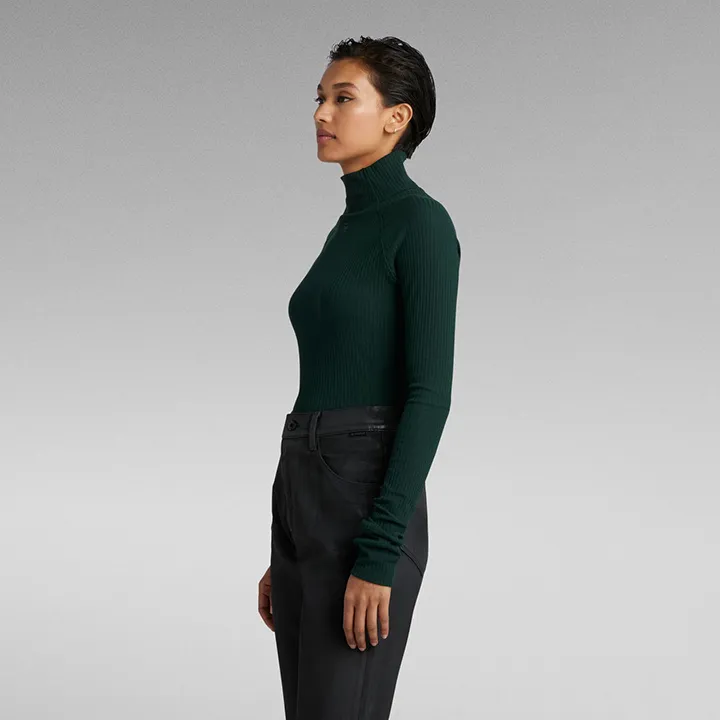 Rib Mock Slim Full Sleeve (Green) - GD22074D1074287