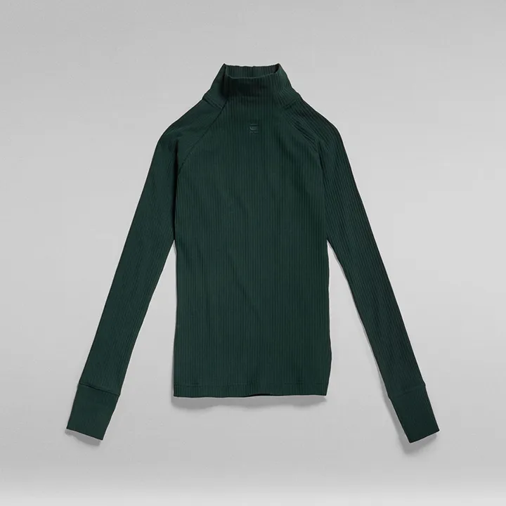 Rib Mock Slim Full Sleeve (Green) - GD22074D1074287