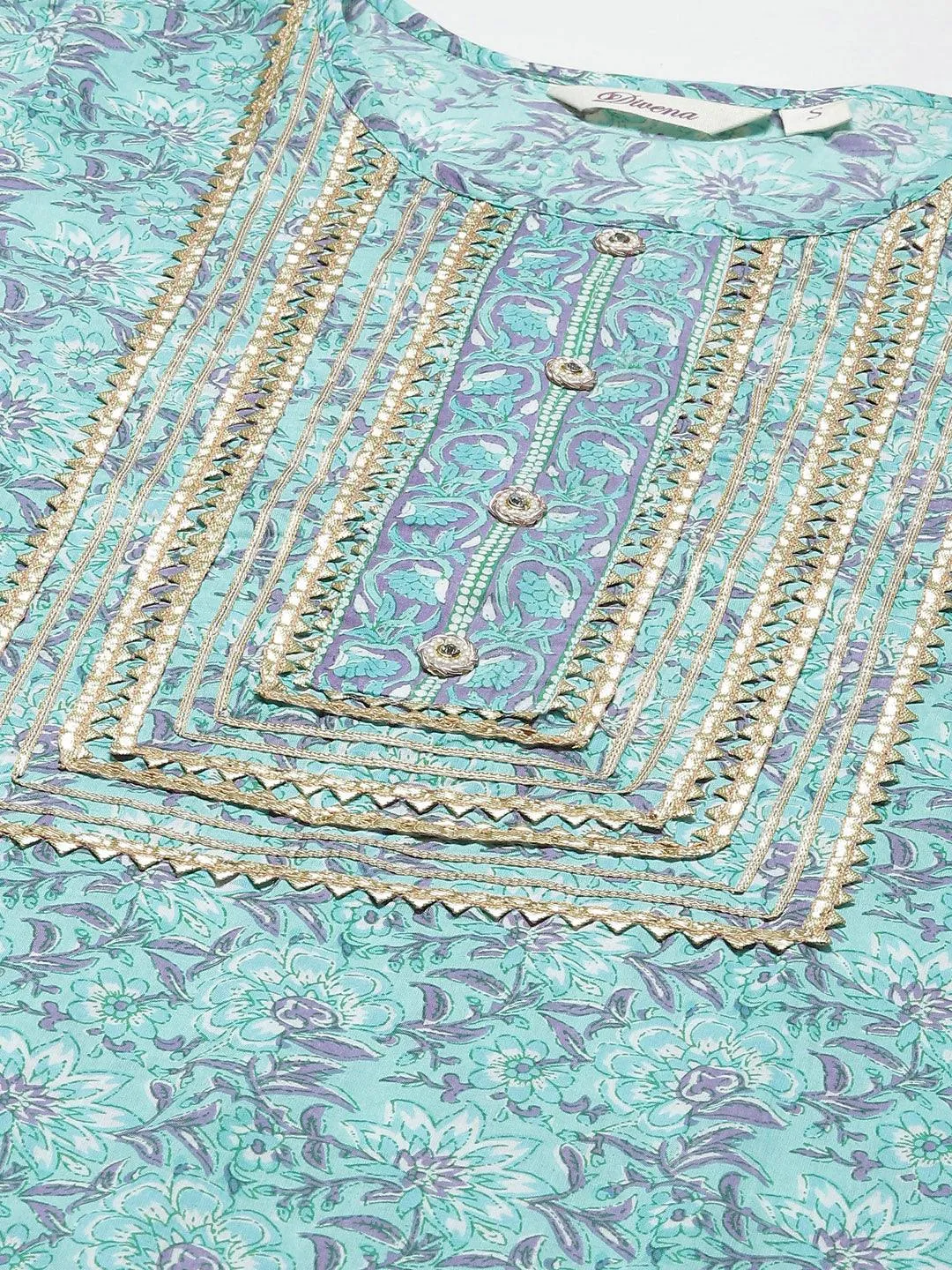 Seagreen Cotton Kurta Pant Set With Dupatta