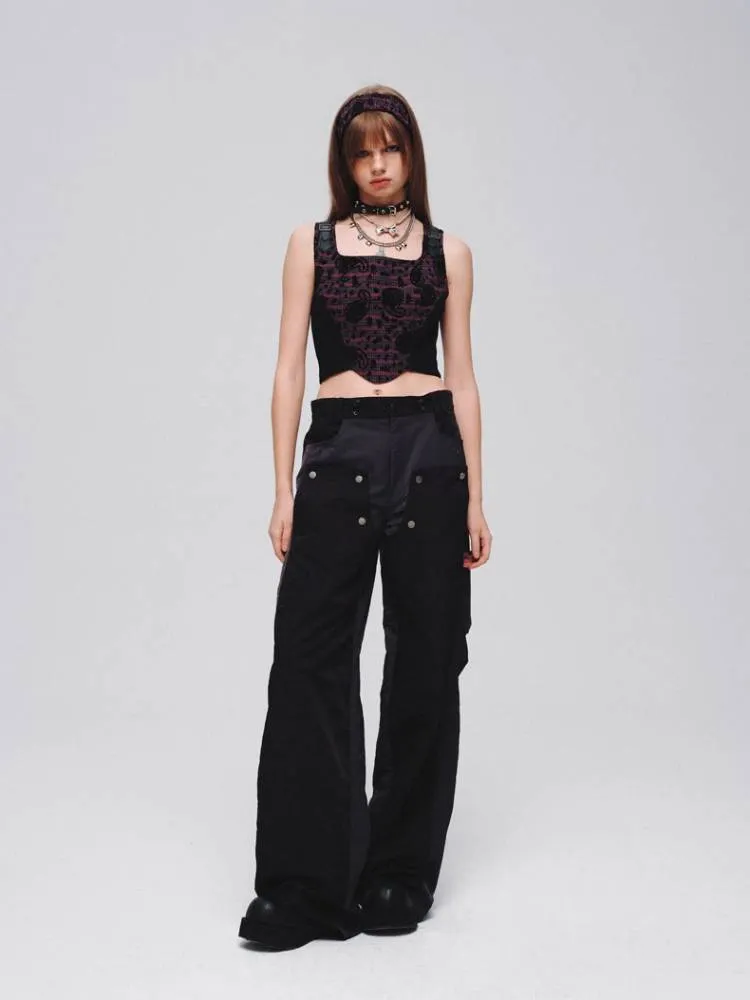 Short slim fit trap zipper vest【s0000008389】