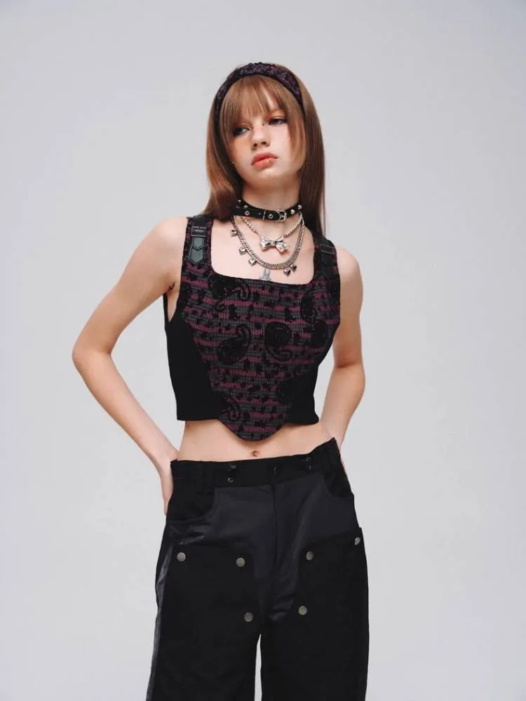Short slim fit trap zipper vest【s0000008389】