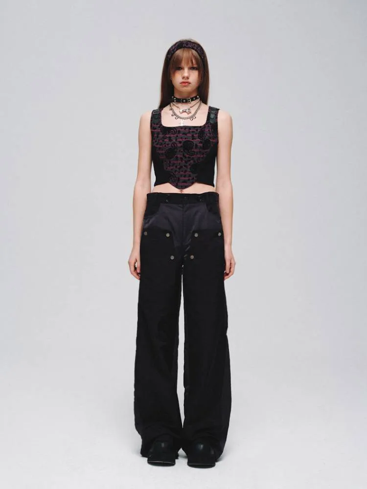 Short slim fit trap zipper vest【s0000008389】