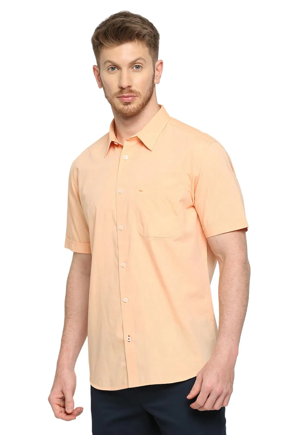 Slim Fit Cotton Polyester Viscose Halfsleeves Shirt