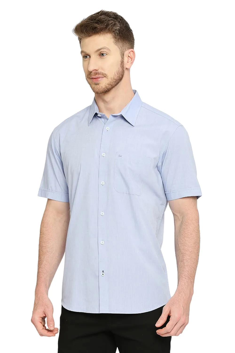 Slim Fit Cotton Polyester Viscose Halfsleeves Shirt