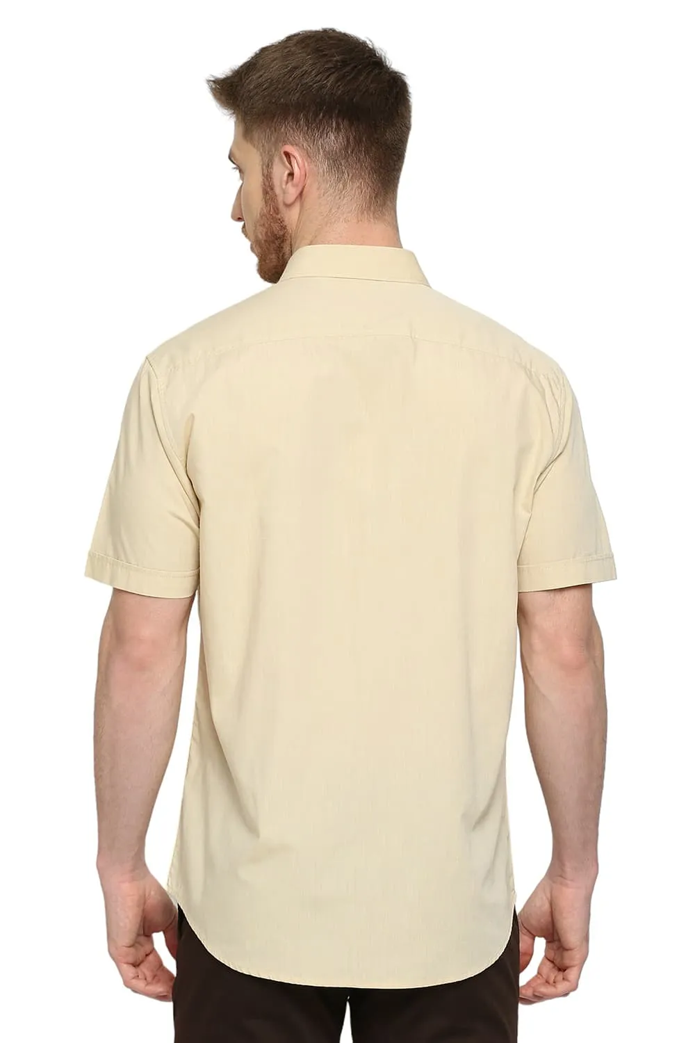 Slim Fit Cotton Polyester Viscose Halfsleeves Shirt