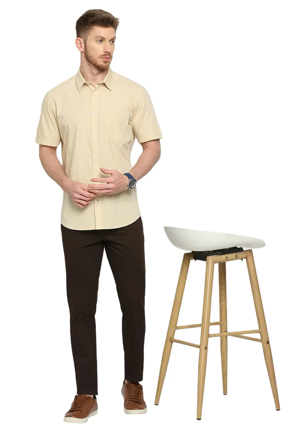 Slim Fit Cotton Polyester Viscose Halfsleeves Shirt