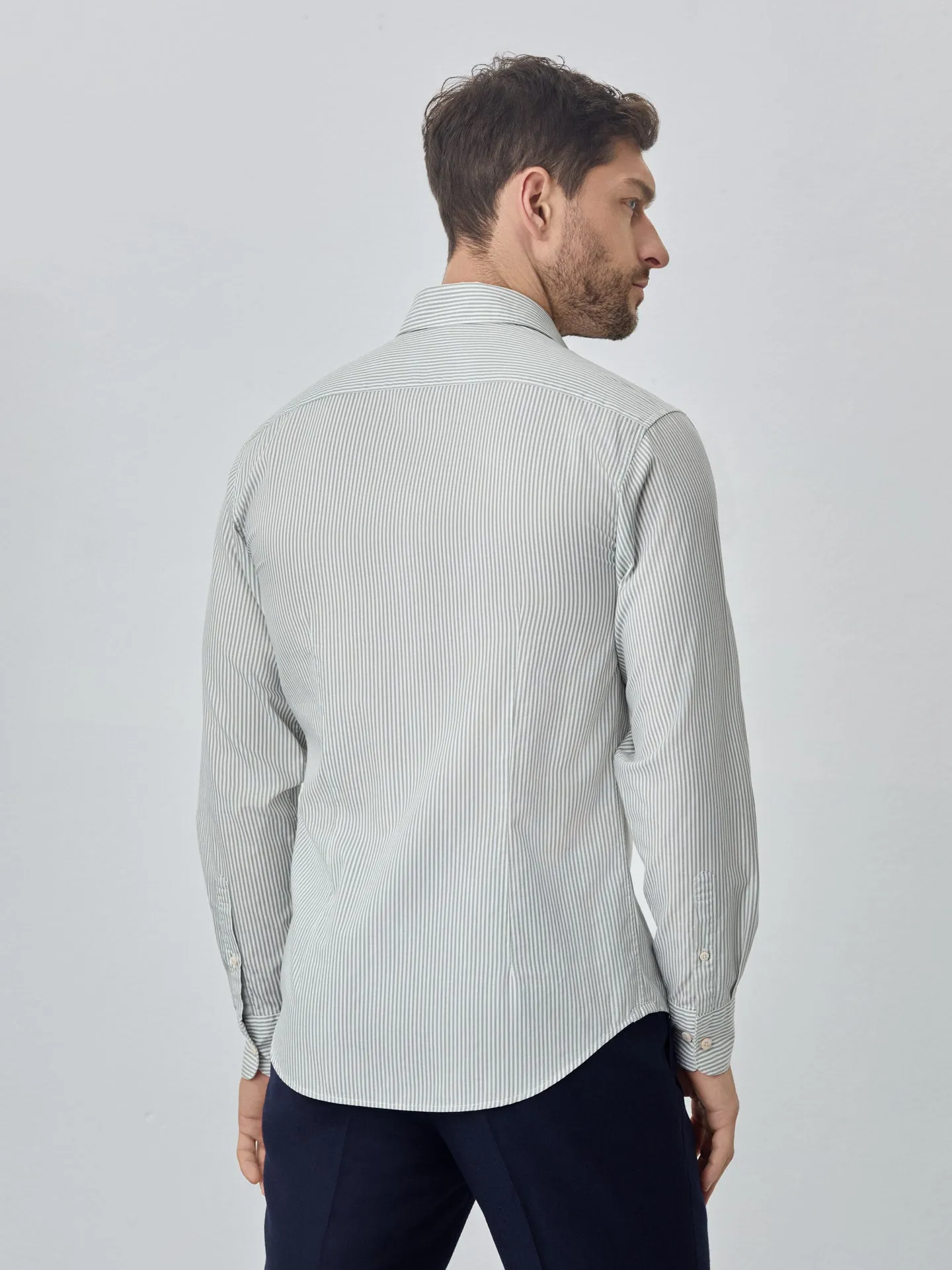 Slim fit sof satin striped shirt