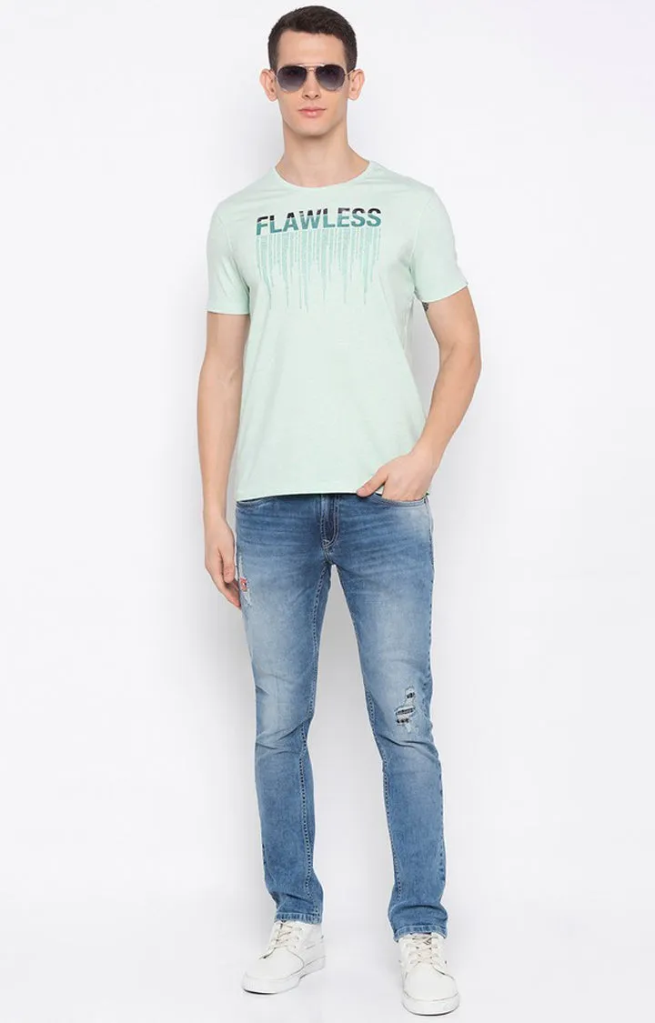 Spykar Blue Cotton Slim Fit Jeans For Men