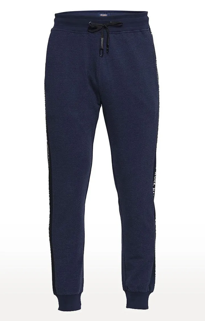Spykar Men Blue Cotton Slim Fit Low Rise Joggers/Trackpant