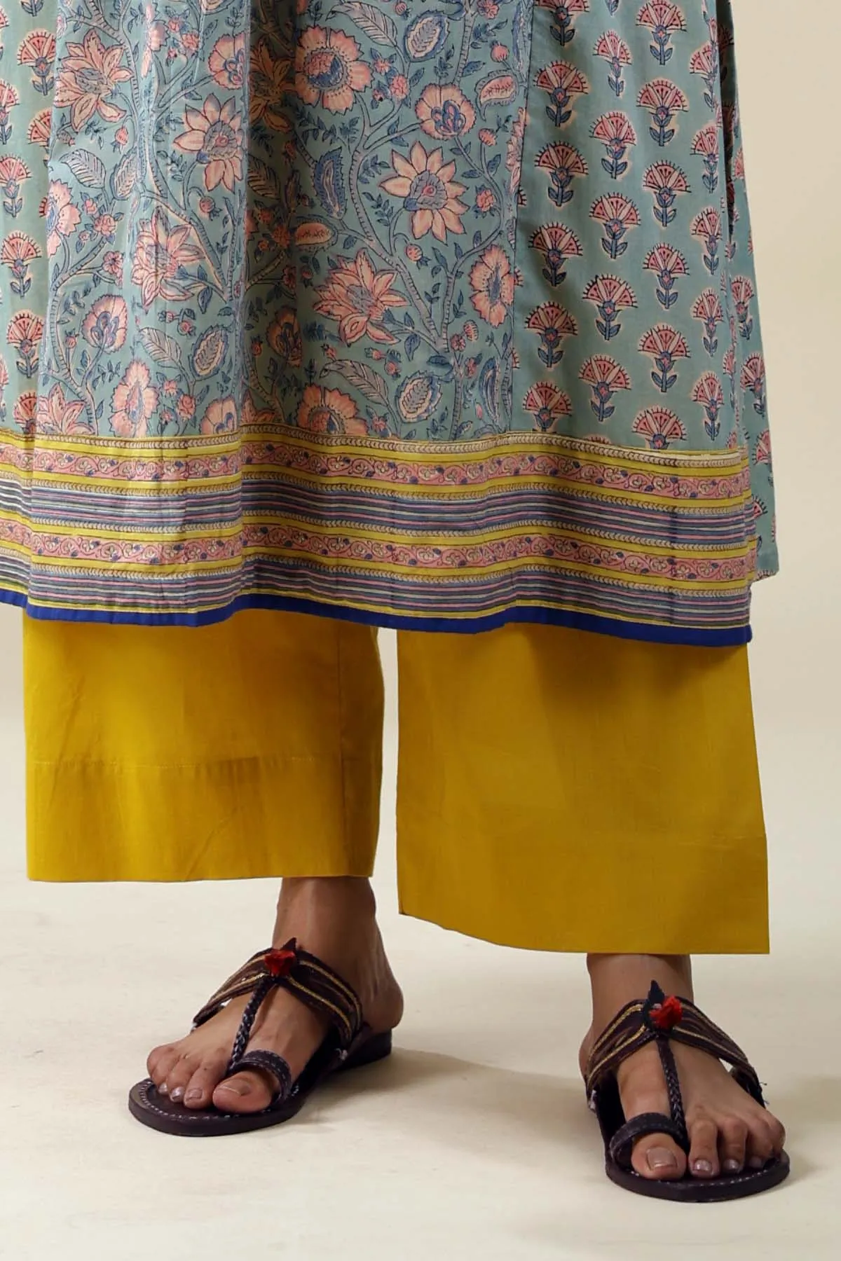 Straight Fit Cotton Pant In Mustard Yellow Color