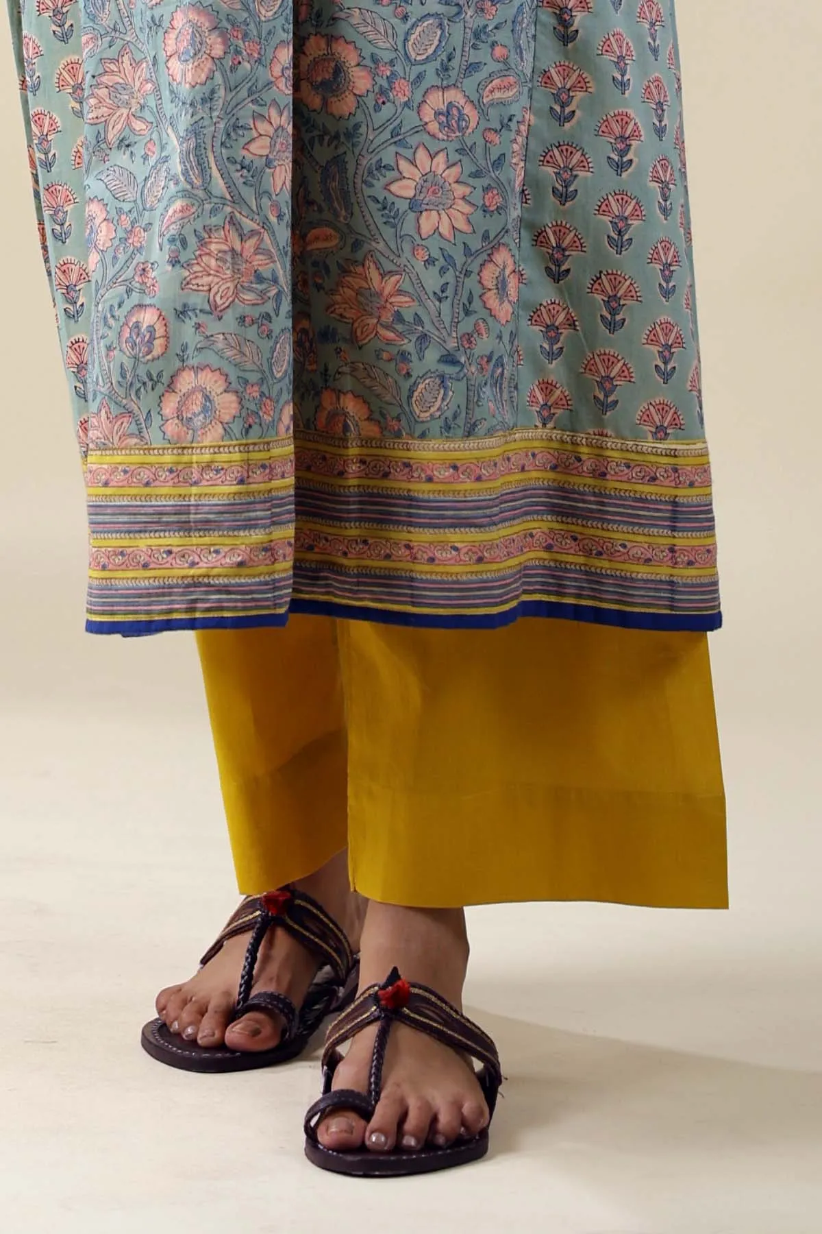 Straight Fit Cotton Pant In Mustard Yellow Color